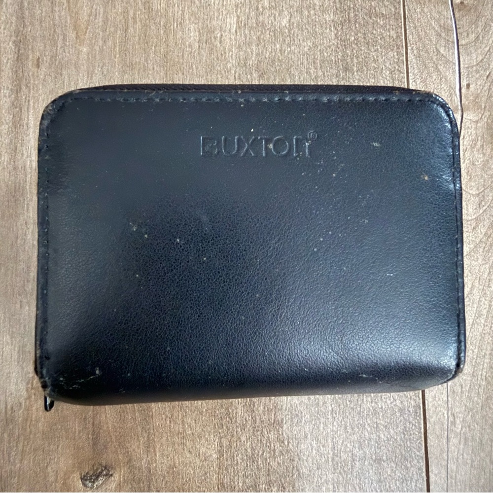 Vintage‎ Buxton Leather Wallet ID Coin Multi Card Accordion Holder Double Zipper